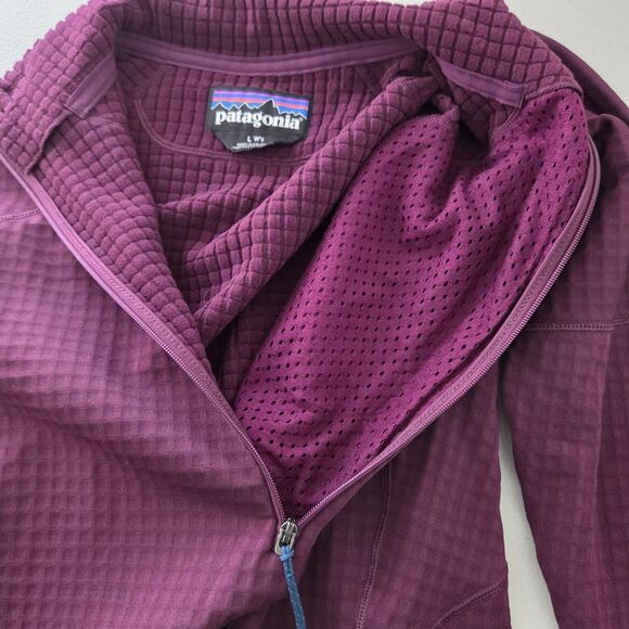 Patagonia R1 Fleece Grid Pullover Women's Large Night Plum 1/4 Zip Polartec - Picture 11 of 16